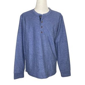 UNTUCKit Men's Urey Knit Henley Top Heathered Blue Long Sleeve